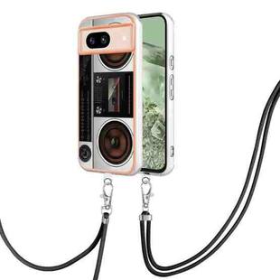 For Google Pixel 8a Electroplating Dual-side IMD Phone Case with Lanyard(Retro Radio)