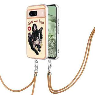 For Google Pixel 8a Electroplating Dual-side IMD Phone Case with Lanyard(Lucky Dog)