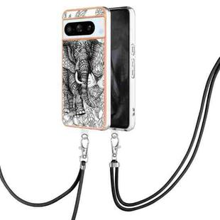 For Google Pixel 8 Pro Electroplating Dual-side IMD Phone Case with Lanyard(Totem Elephant)