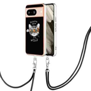 For Google Pixel 8 Electroplating Dual-side IMD Phone Case with Lanyard(Natural Growth)