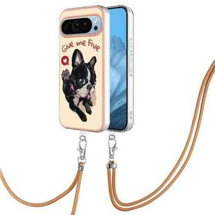 For Google Pixel 9 Electroplating Dual-side IMD Phone Case with Lanyard(Lucky Dog)