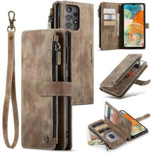 For Samsung Galaxy A23 CaseMe C30 Card Slots Zipper Wallet Leather Phone Case(Brown)
