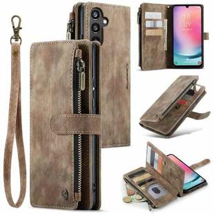 For Samsung Galaxy A24 4G CaseMe C30 Card Slots Zipper Wallet Leather Phone Case(Brown)