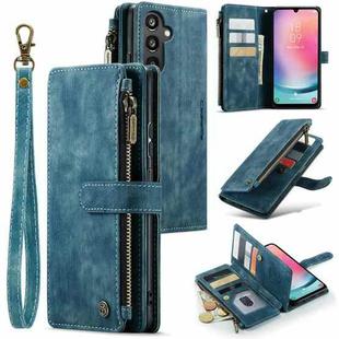For Samsung Galaxy A24 4G CaseMe C30 Card Slots Zipper Wallet Leather Phone Case(Blue)