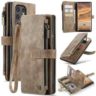 For Samsung Galaxy S24 Ultra 5G CaseMe C30 Card Slots Zipper Wallet Leather Phone Case(Brown)