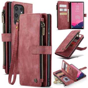 For Samsung Galaxy S24 Ultra 5G CaseMe C30 Card Slots Zipper Wallet Leather Phone Case(Red)