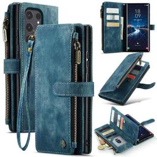 For Samsung Galaxy S24 Ultra 5G CaseMe C30 Card Slots Zipper Wallet Leather Phone Case(Blue)