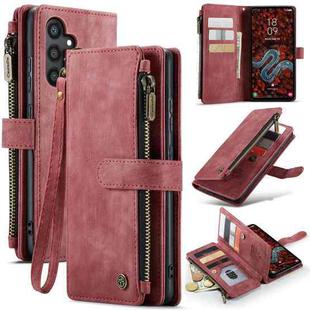 For Samsung Galaxy S24+ 5G CaseMe C30 Card Slots Zipper Wallet Leather Phone Case(Red)