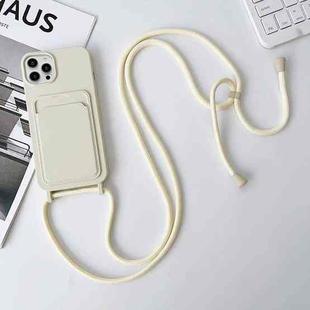 For iPhone 15 Pro Max Crossbody Lanyard Elastic Silicone Card Holder Phone Case(White)