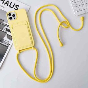 For iPhone 15 Pro Max Crossbody Lanyard Elastic Silicone Card Holder Phone Case(Light Yellow)