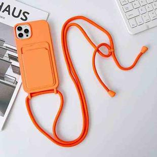 For iPhone 15 Pro Max Crossbody Lanyard Elastic Silicone Card Holder Phone Case(Orange)