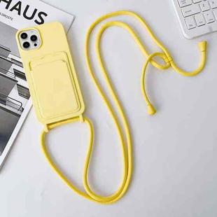 For iPhone 15 Pro Crossbody Lanyard Elastic Silicone Card Holder Phone Case(Light Yellow)