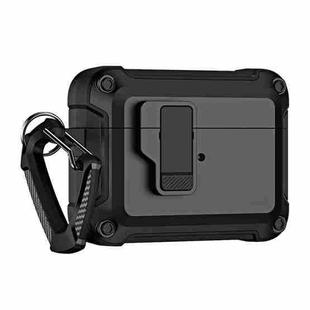 For AirPods Pro 2 TPU + PC Wireless Bluetooth Earphone Protective Case with Switch Lock & Hook(Black)