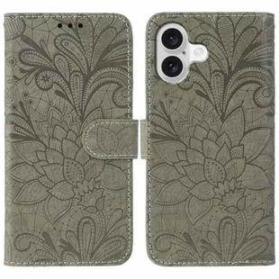 For iPhone 17 Lace Flower Embossing Flip Leather Phone Case(Grey)