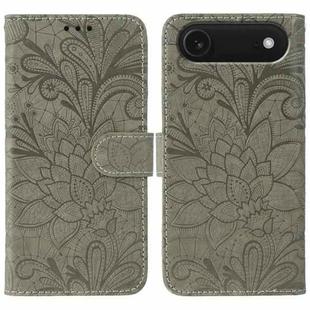 For iPhone 17 Air Lace Flower Embossing Flip Leather Phone Case(Grey)