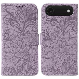 For iPhone 17 Air Lace Flower Embossing Flip Leather Phone Case(Purple)