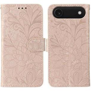 For iPhone 17 Air Lace Flower Embossing Flip Leather Phone Case(Rose Gold)