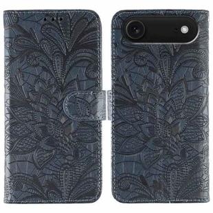 For iPhone 17 Air Lace Flower Embossing Flip Leather Phone Case(Dark Blue)