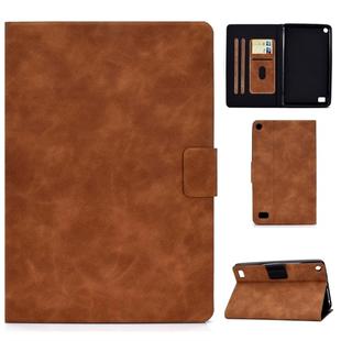 For Kindle Fire 7 2015 / 2017 / 2019 Cowhide Texture Horizontal Flip Leather Case with Holder & Card Slots & Sleep / Wake-up Function(Brown)