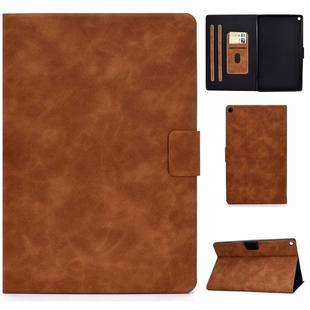 For Kindle Fire HD10 2015 / 2017 Cowhide Texture Horizontal Flip Leather Case with Holder & Card Slots(Brown)