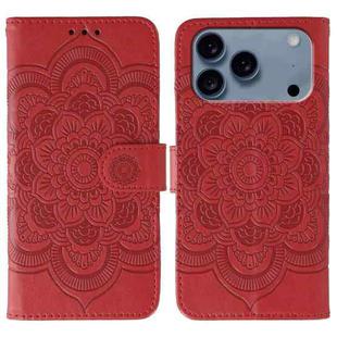 For iPhone 17 Pro Sun Mandala Embossing Leather Phone Case(Red)