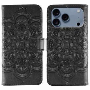 For iPhone 17 Pro Sun Mandala Embossing Leather Phone Case(Black)