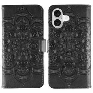 For iPhone 17 Sun Mandala Embossing Leather Phone Case(Black)