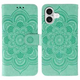 For iPhone 17 Sun Mandala Embossing Leather Phone Case(Green)