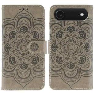 For iPhone 17 Air Sun Mandala Embossing Leather Phone Case(Grey)