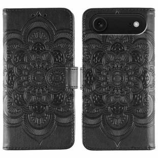 For iPhone 17 Air Sun Mandala Embossing Leather Phone Case(Black)