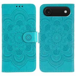 For iPhone 17 Air Sun Mandala Embossing Leather Phone Case(Blue)