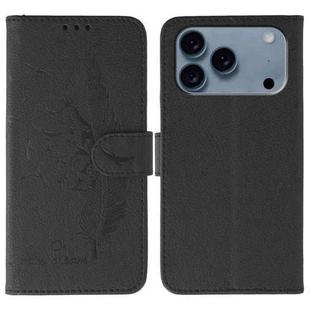 For iPhone 17 Pro Max Feather Pattern Litchi Texture Leather Phone Case(Black)
