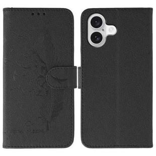 For iPhone 17 Feather Pattern Litchi Texture Leather Phone Case(Black)