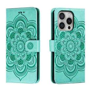 For iPhone 16 Pro Mandala Embossing Pattern Horizontal Flip Leather Phone Case(Green)