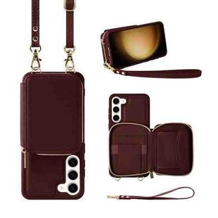 For Samsung Galaxy S23 5G Multifunctional Zipper Wallet RFID Phone Leather Case(Wine Red)