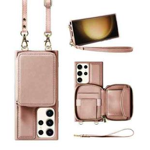 For Samsung Galaxy S23 Ultra 5G Multifunctional Zipper Wallet RFID Phone Leather Case(Rose Gold)