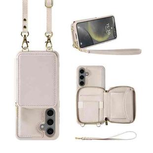 For Samsung Galaxy S24+ 5G Multifunctional Zipper Wallet RFID Phone Leather Case(White)