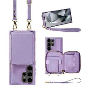 For Samsung Galaxy S24 Ultra 5G Multifunctional Zipper Wallet RFID Phone Leather Case(Purple)