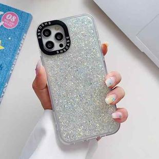 For iPhone 15 Pro Glitter Epoxy Shockproof Phone Case(White)