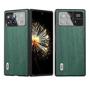 For Xiaomi Mix Fold 3 ABEEL Wood Texture PU Phone Case(Green)