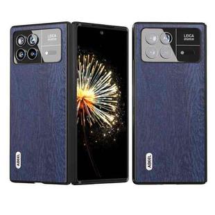 For Xiaomi Mix Fold 3 ABEEL Wood Texture PU Phone Case(Blue)