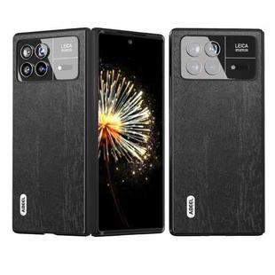 For Xiaomi Mix Fold 3 ABEEL Wood Texture PU Phone Case(Black)