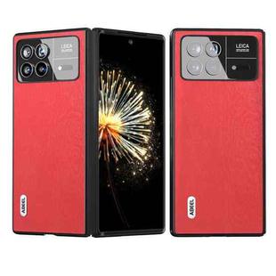 For Xiaomi Mix Fold 3 ABEEL Wood Texture PU Phone Case(Red)