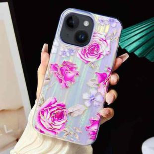 For iPhone 15 Plus Electroplated Color Film TPU + PC Phone Case(Red Rose)