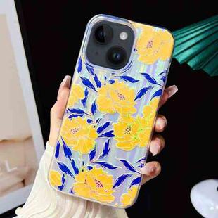 For iPhone 15 Plus Electroplated Color Film TPU + PC Phone Case(Chrysanthemum)