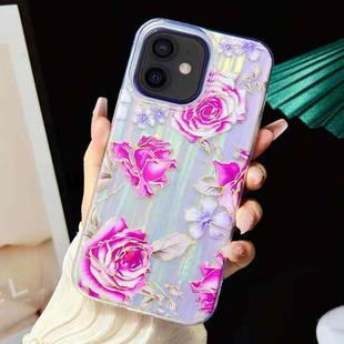 For iPhone 12 Electroplated Color Film TPU + PC Phone Case(Red Rose)