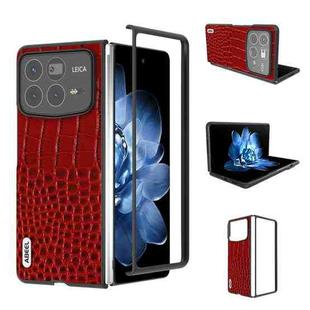 For Xiaomi Mix Fold 4 ABEEL Genuine Leather Crocodile Pattern Black Edge Phone Case(Red)