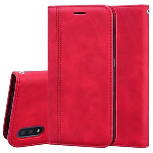 For Samsung Galaxy A01 Frosted Business Magnetic Horizontal Flip PU Leather Case with Holder & Card Slot & Lanyard(Red)