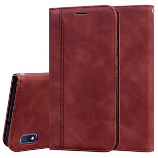 For Samsung Galaxy A10 Frosted Business Magnetic Horizontal Flip PU Leather Case with Holder & Card Slot & Lanyard(Brown)