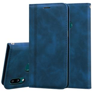 For Samsung Galaxy A10s Frosted Business Magnetic Horizontal Flip PU Leather Case with Holder & Card Slot & Lanyard(Blue)